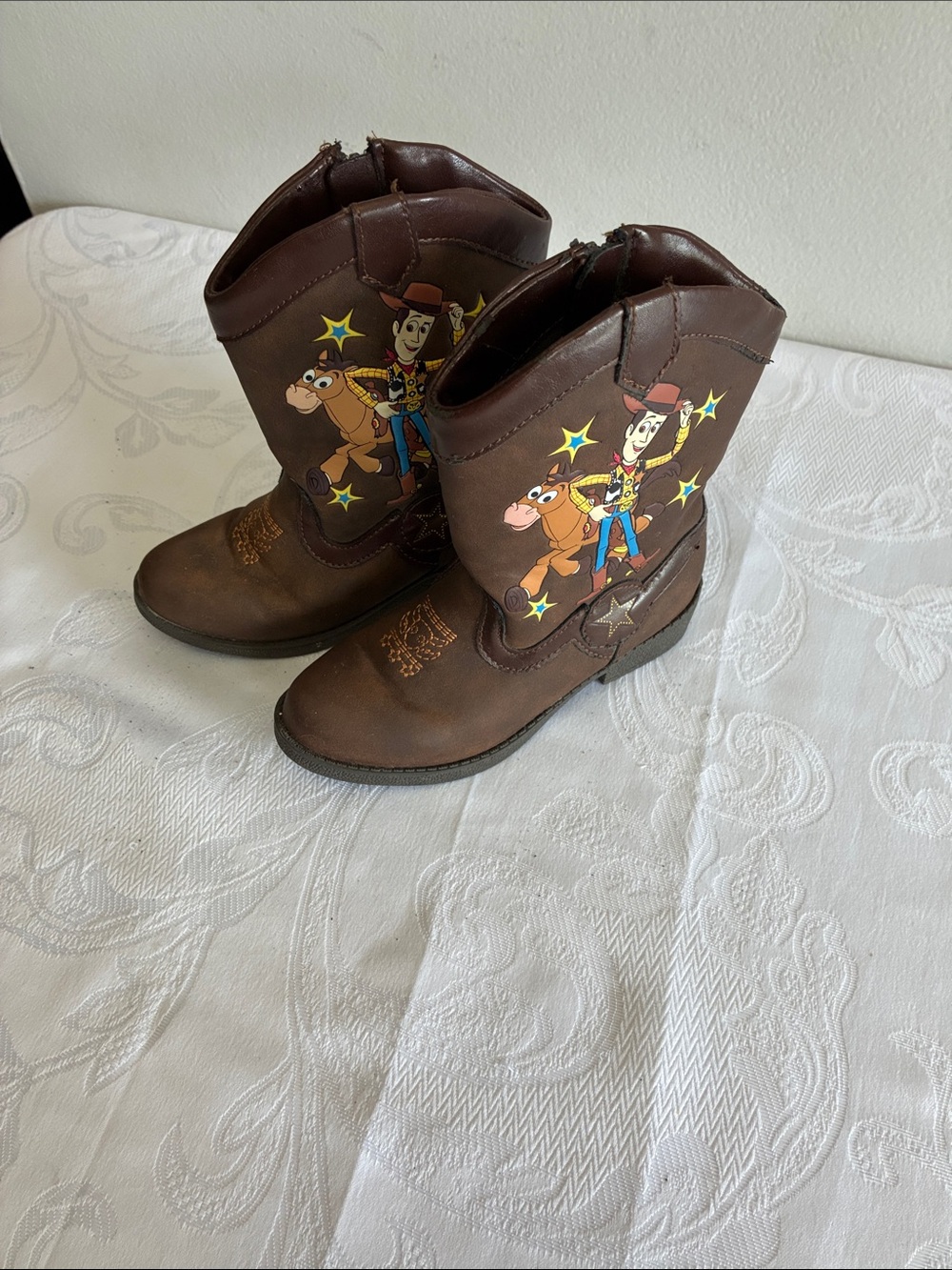 Disney Brown Kids Cowboy Boots with Woody Graphic
